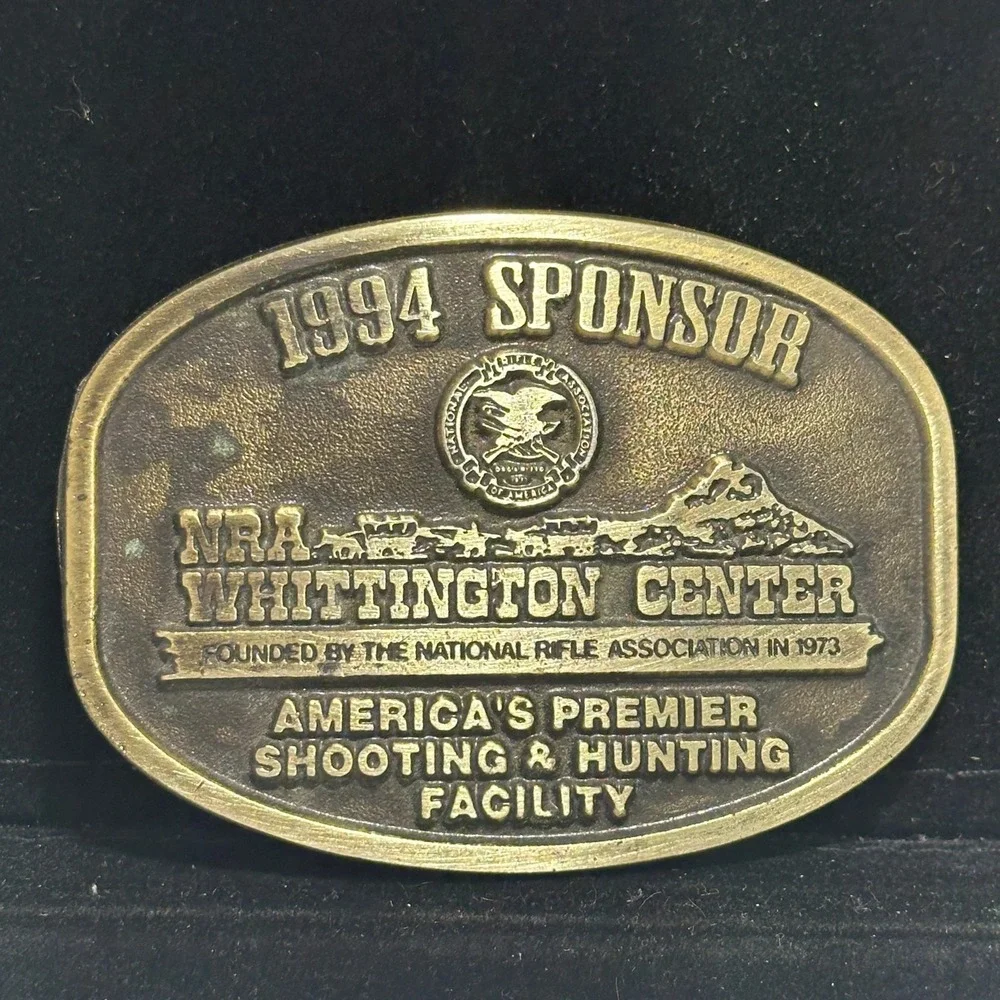 Vintage 1994 NRA Whittington Center Sponsor Shooting Hunting Western Belt Buckle